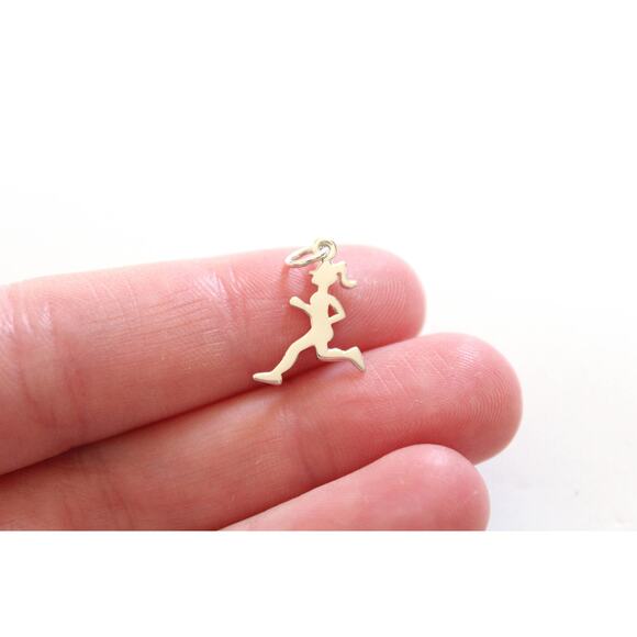 Sterling Silver Running Girl Charm, Runner Charm - Picture 1 of 3